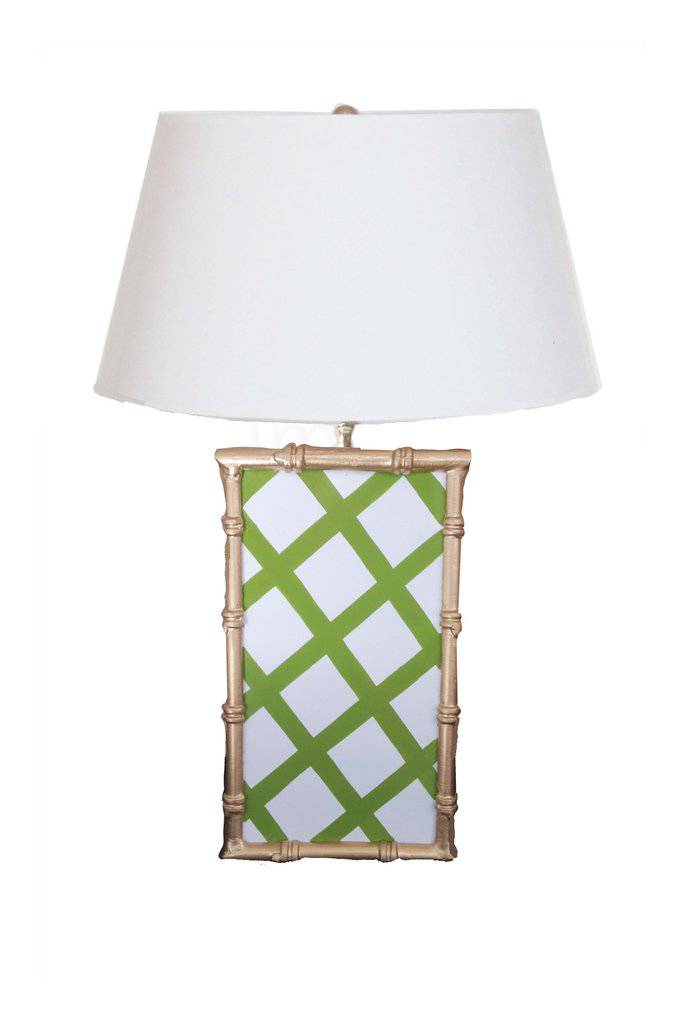 Bamboo Table Lamp in Taupe Lattice, Pink, Green, Lime - Maison de Kristine