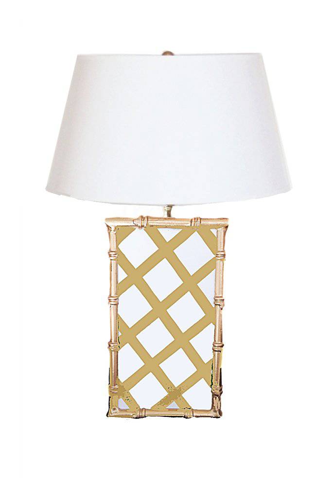 Bamboo Table Lamp in Green Lattice,Pink, Taupe, and Lime - Maison de Kristine