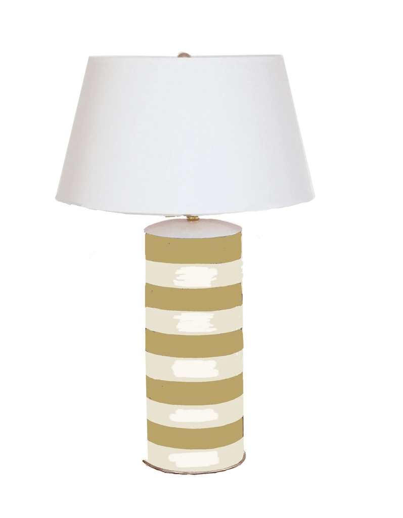 Stacked Tole Lamp in Taupe Stripe, by Dana Gibson - Maison de Kristine