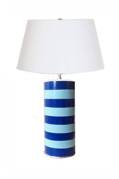 Stacked Tole Table Lamp & Shade in Turquoise Blue by Dana Gibson - Maison de Kristine