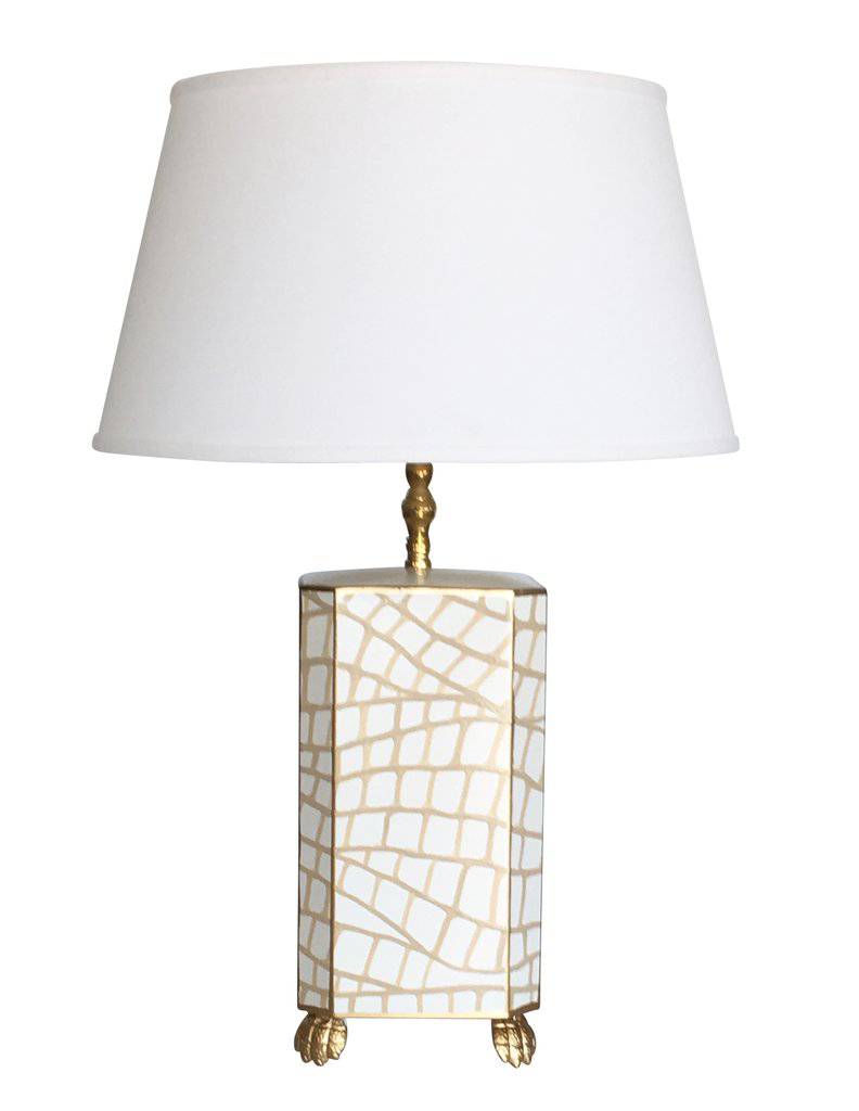 White Croc Table Lamp & Shade by Dana Gibson - Maison de Kristine