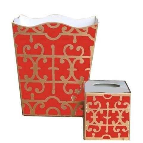 Orange Klimt Wastebasket, Kleenex Box Sold Separately - Maison de Kristine