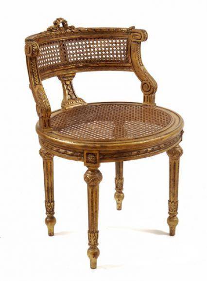 Lisette Gold  Stool Cane Style Chair - Maison de Kristine