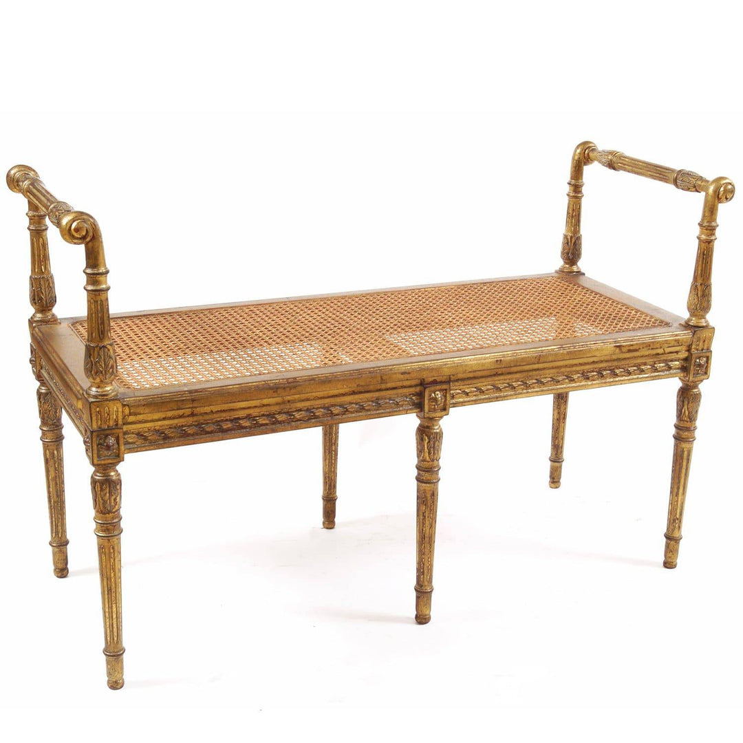 Alina Double Gold Bench With Cane Seat - Maison de Kristine