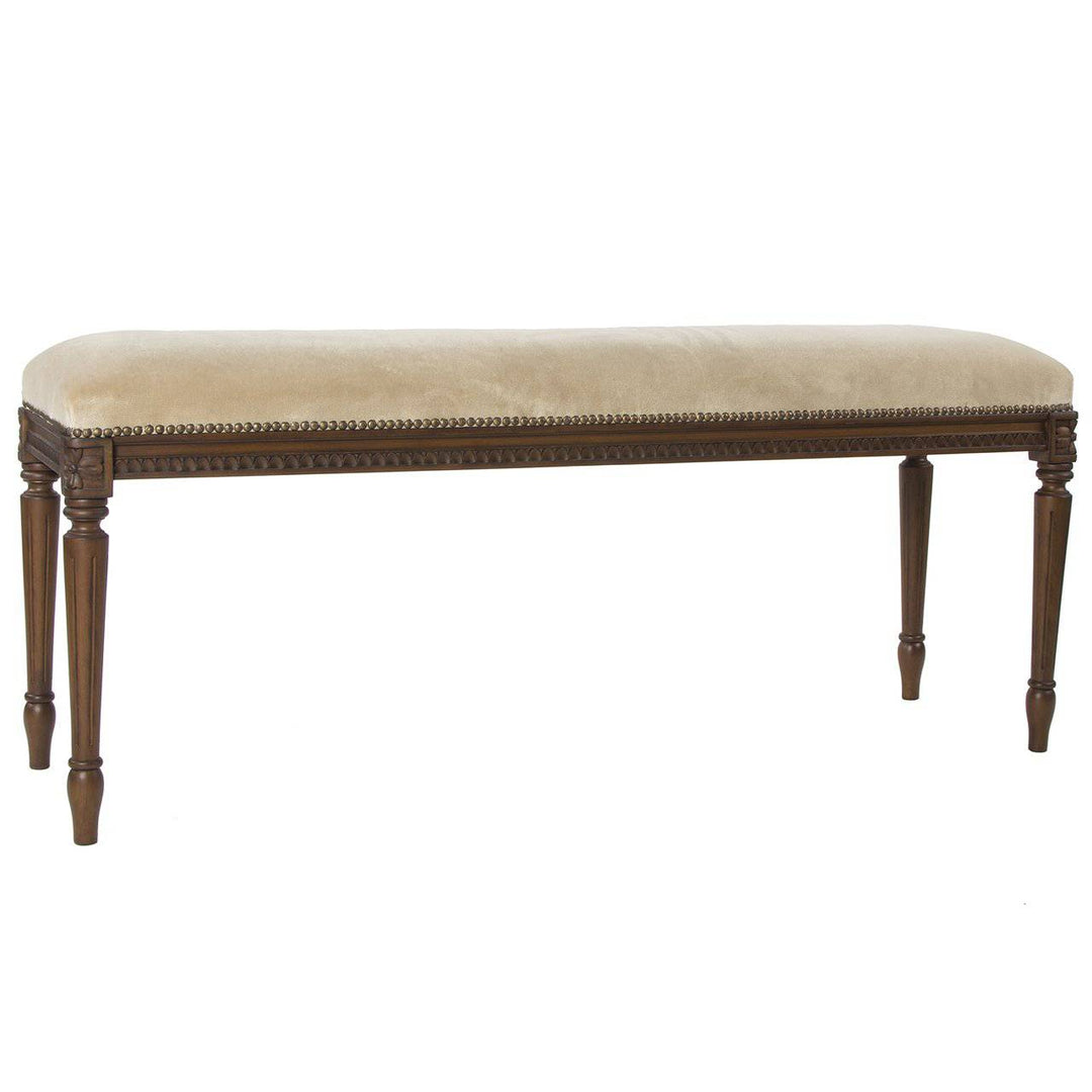 Brown Bench With Tan Mohair Upholstery - Maison de Kristine