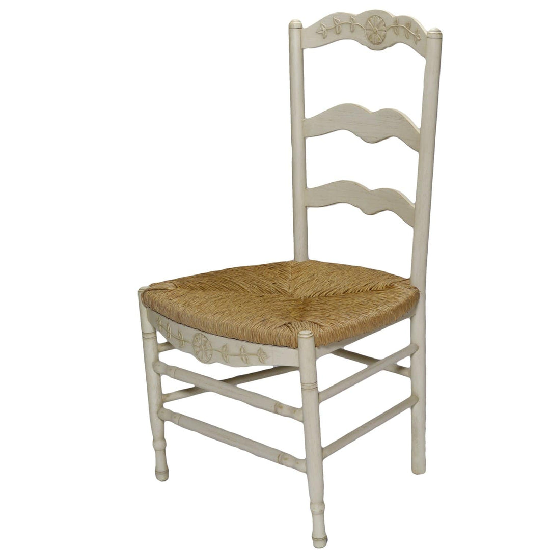 Provence Creme Ladderback Side Chairs with Rush Seats Set of 2 - Maison de Kristine