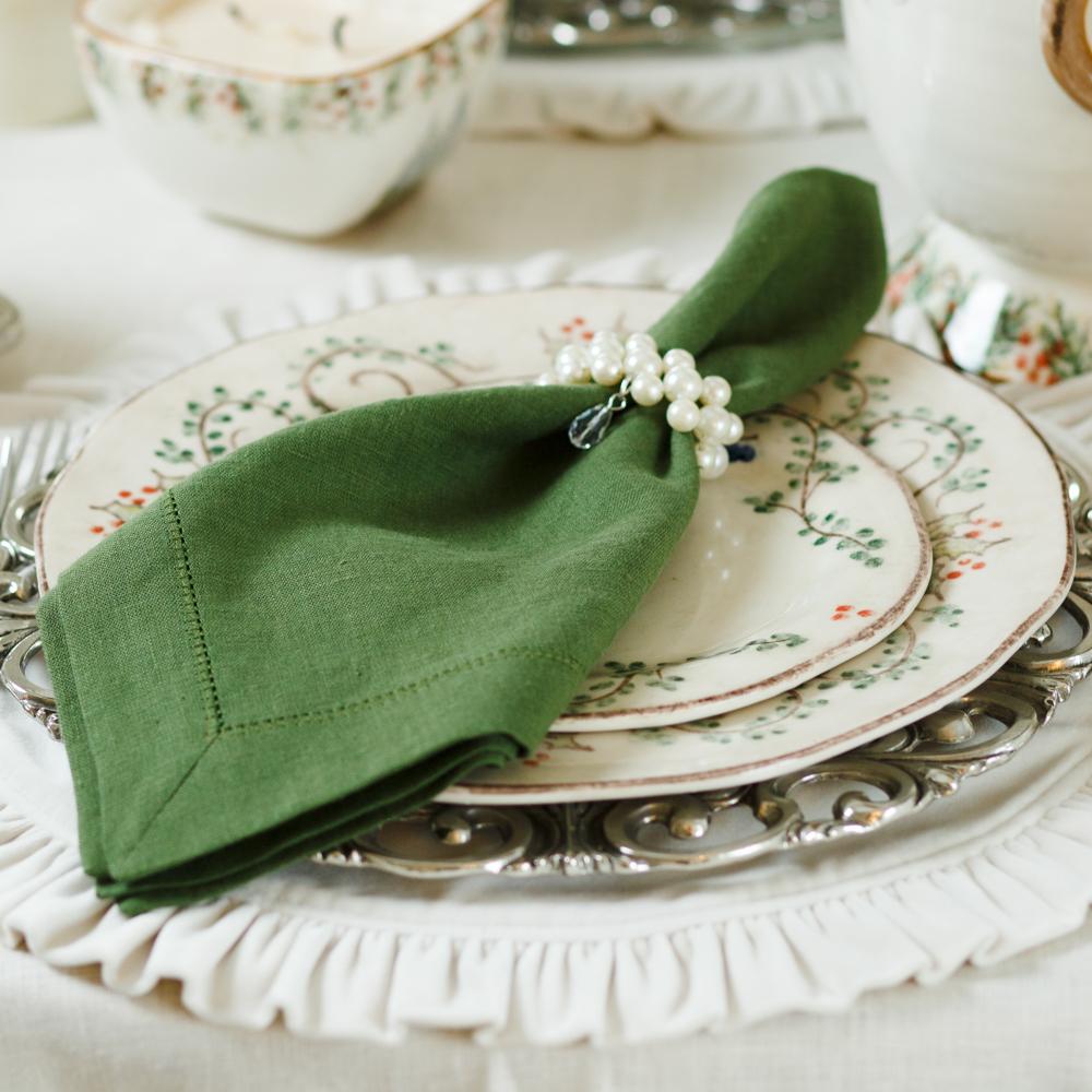 Hem Stitch Large Table Napkins by Crown Linen Designs