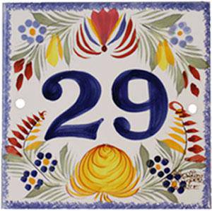 Quimper House Address Tiles Number Decor Flori Royal House Plates 4.25" Personalized - Maison de Kristine