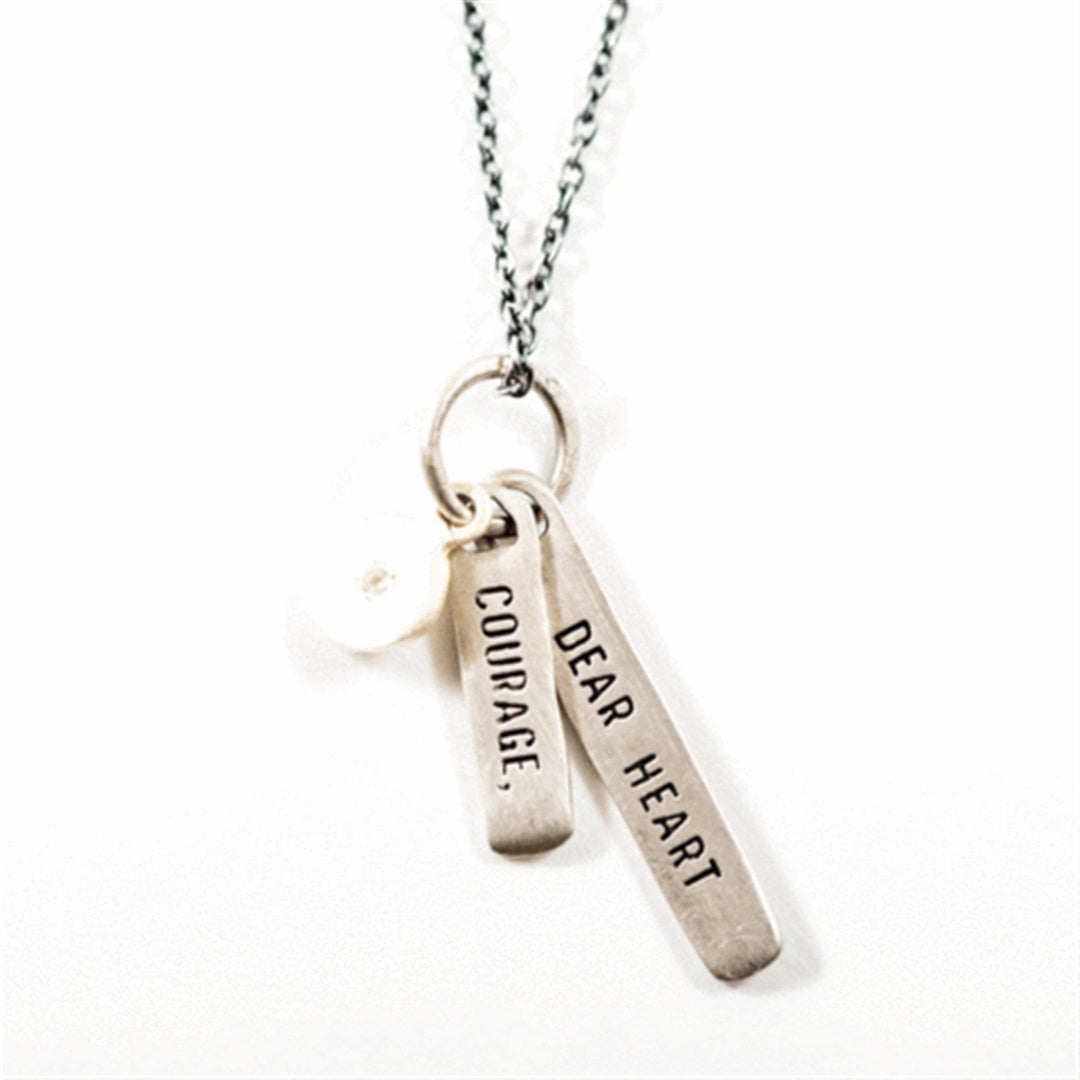 necklaces with messages,necklace with inscription, jewelry with courage sayings, dear heart courage message