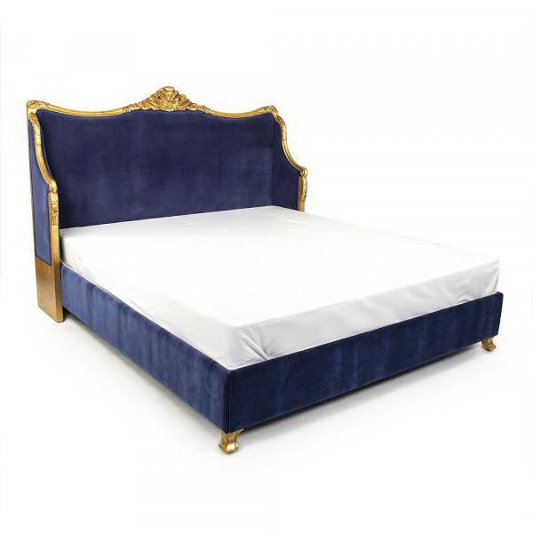 Georgia Queen Bed In Blue Velvet - Maison de Kristine